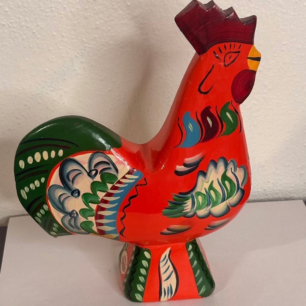Nils Olsson‎ Dala Rooster Figurine Unisex OS Red Good Swedish Folk Art Wood Bird